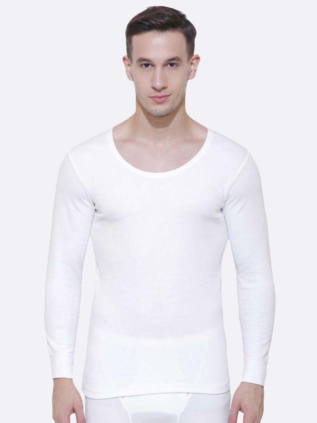 dyca men off white solid cotton thermal tops
