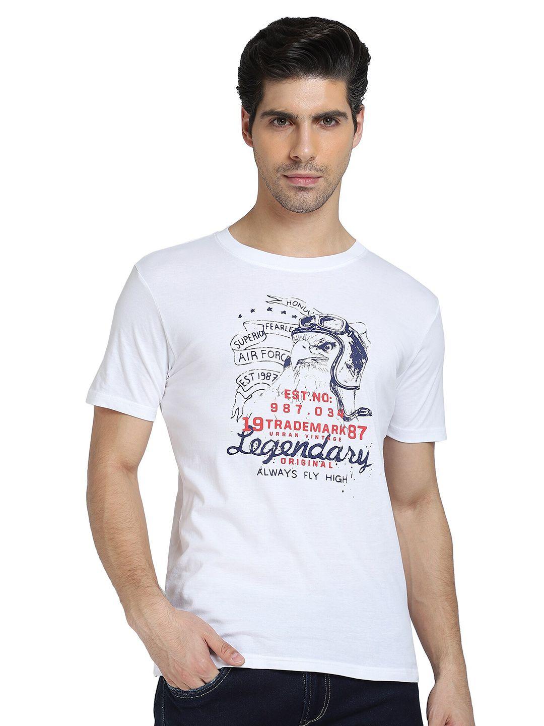 dyca men white & bright gray typography printed t-shirt