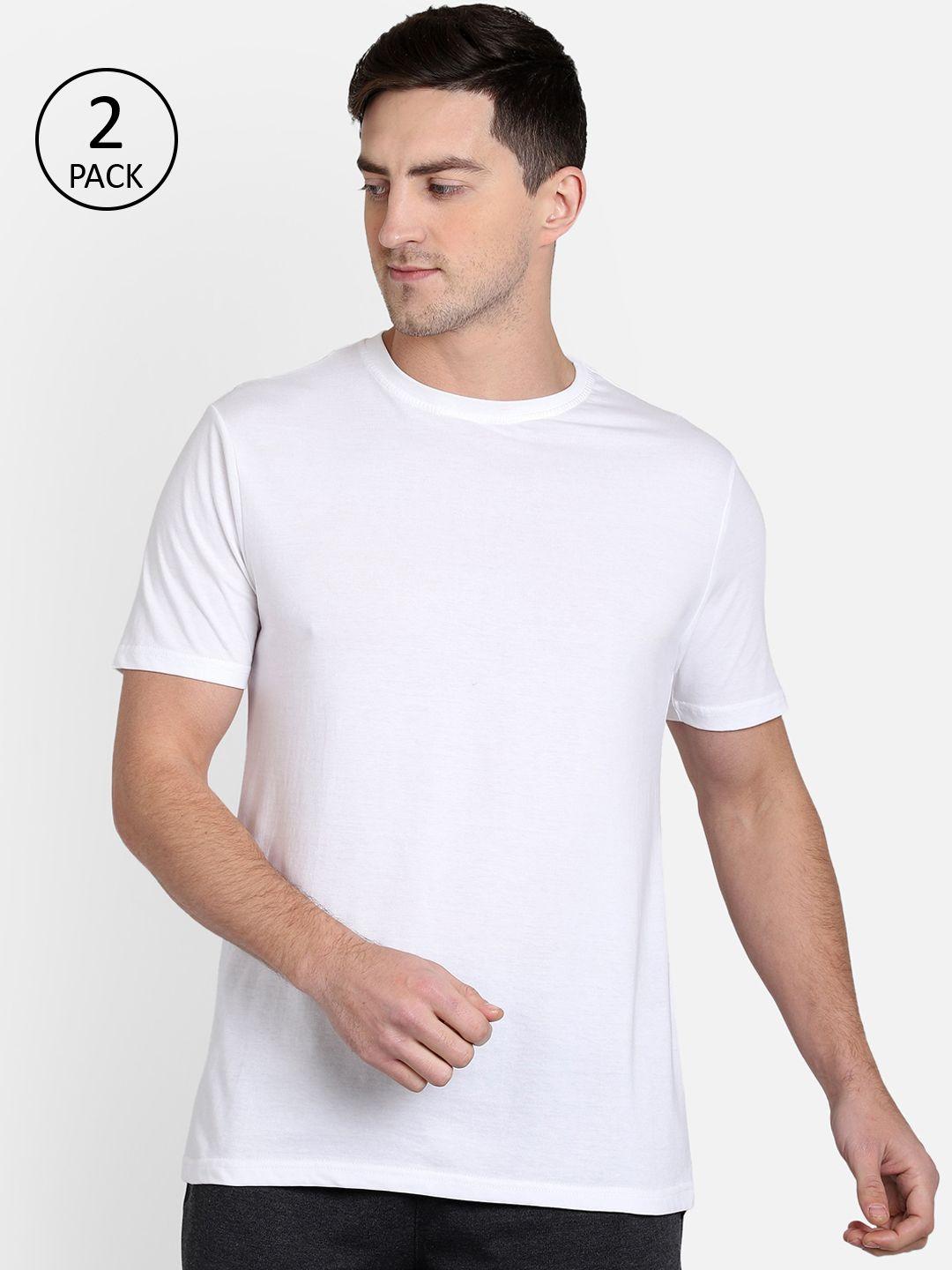 dyca men white solid round neck t-shirt