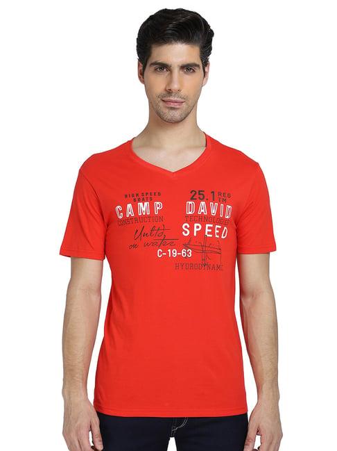 dyca red v neck t-shirt