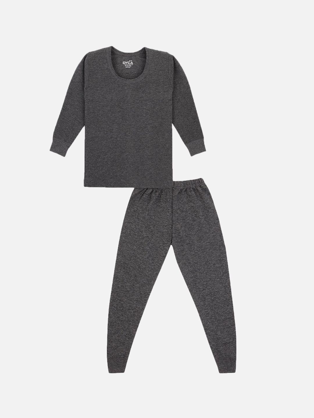dyca unisex kids charcoal grey solid thermal set
