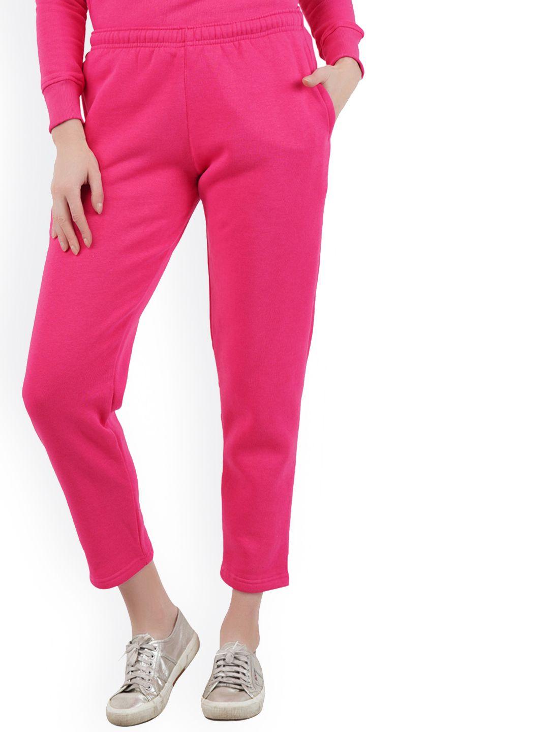 dyca women fuchsia pink solid cotton track pant
