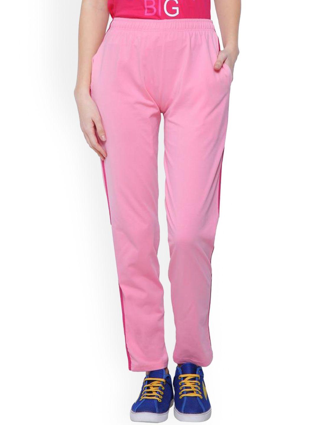 dyca women light pink solid regular fit cotton track pant