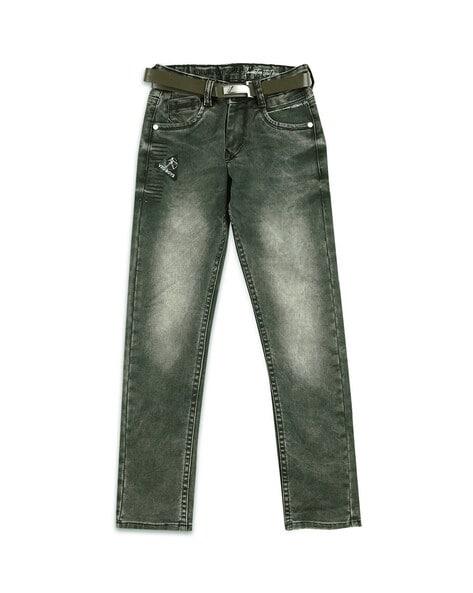 dye & washed straight jeans