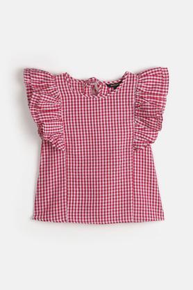 dyed cotton regular fit girls top - red