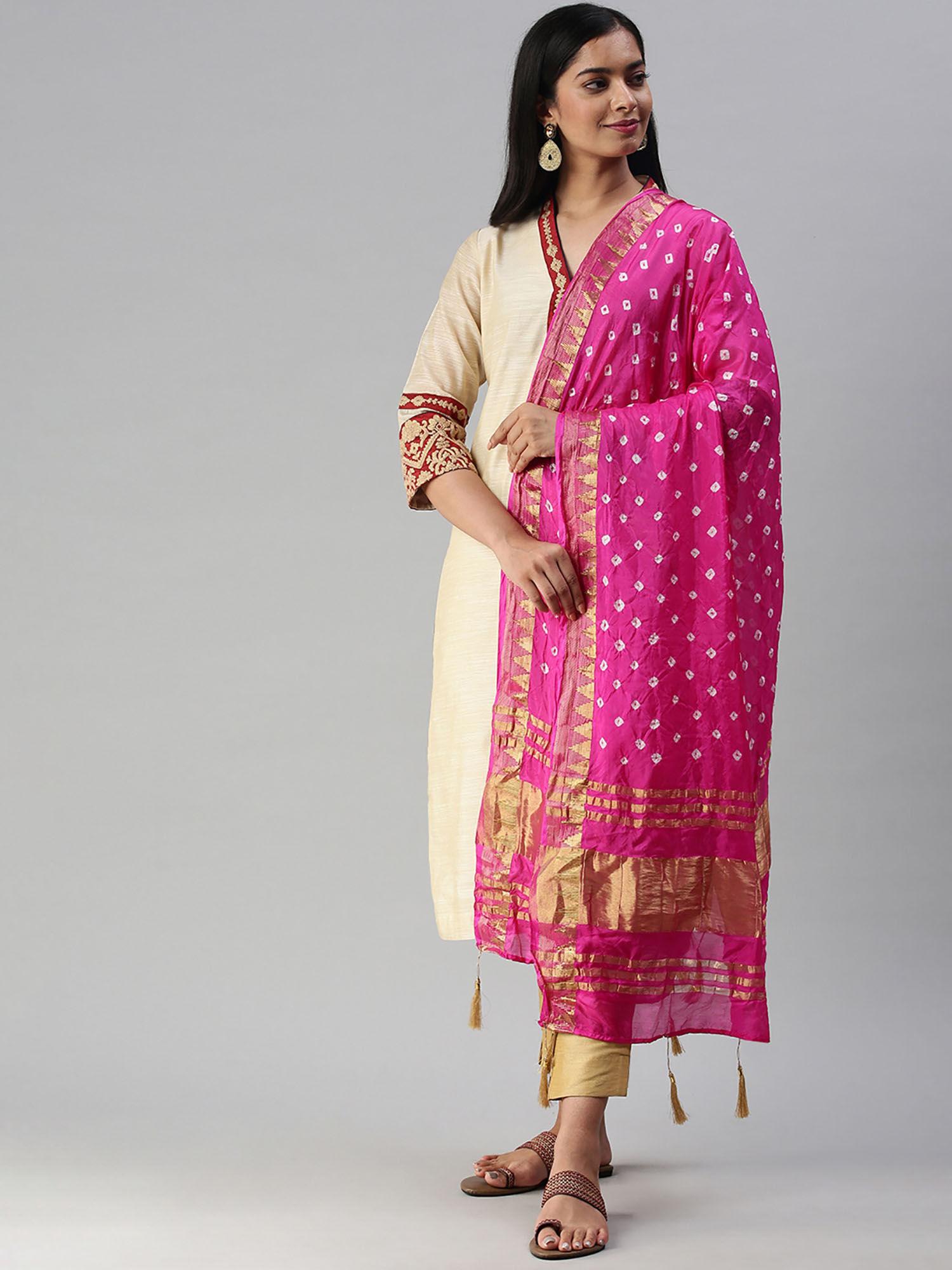dyed fashion art silk pink dupatta