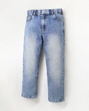 dyed/washed jeans with elasticated waist
