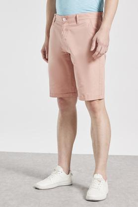 dyed cotton stretch button men's shorts - dusty pink