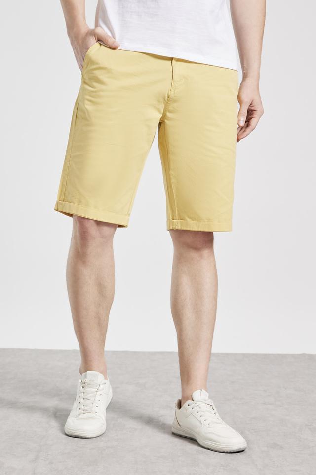 dyed cotton stretch button mens shorts