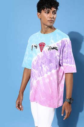 dyed cotton tailored fit men's oversized t-shirt - multi