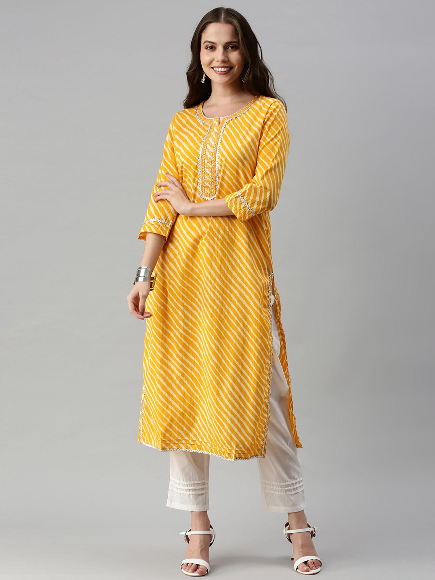 dyed pure cotton kurti and pant - (set of 2)