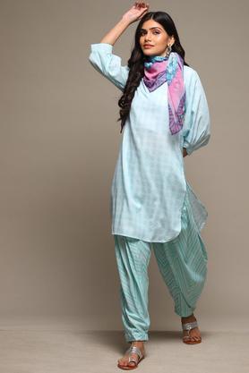dyed rayon round neck women's salwar suit - sky blue