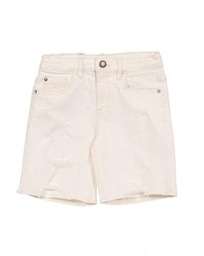 dyed-washed flat-front shorts