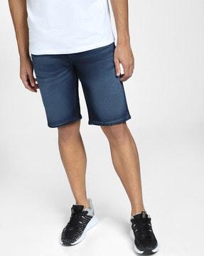 dyed-washed regular fit shorts