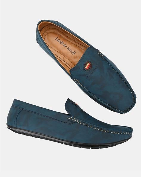 dyed-washed round toe slip-on shoes