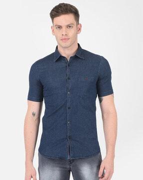 dyed-washed slim fit shirt