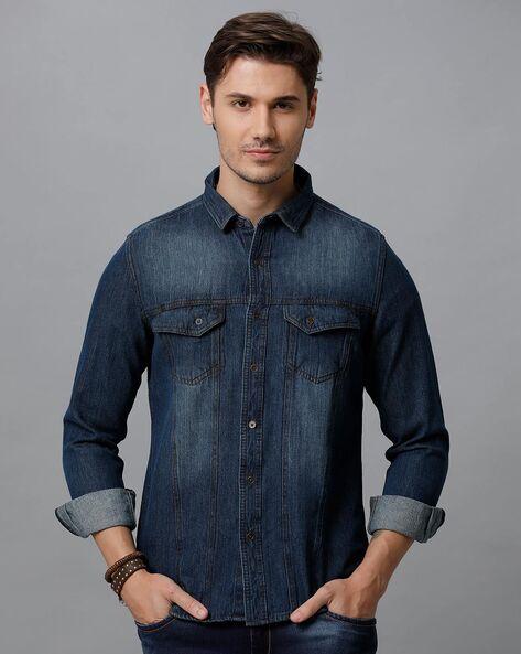 dyed-washed slim fit shirt