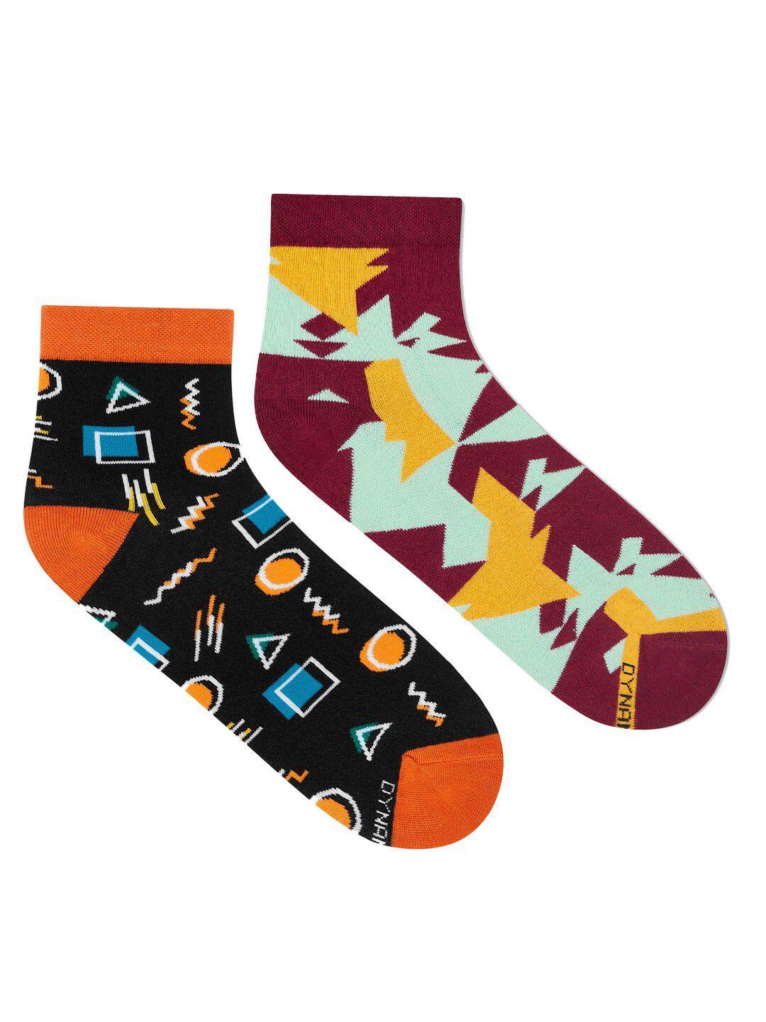 dynamocks unisex pack of 2 patterned ankle-length socks