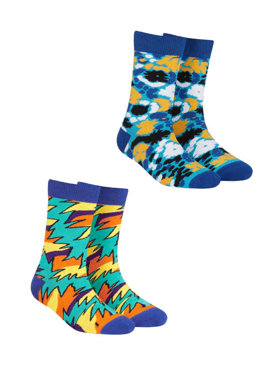 dynamocks unisex pack of 2 patterned calf-length socks