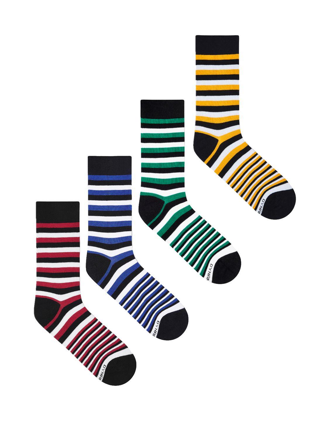 dynamocks unisex set of 4 striped calf-length socks