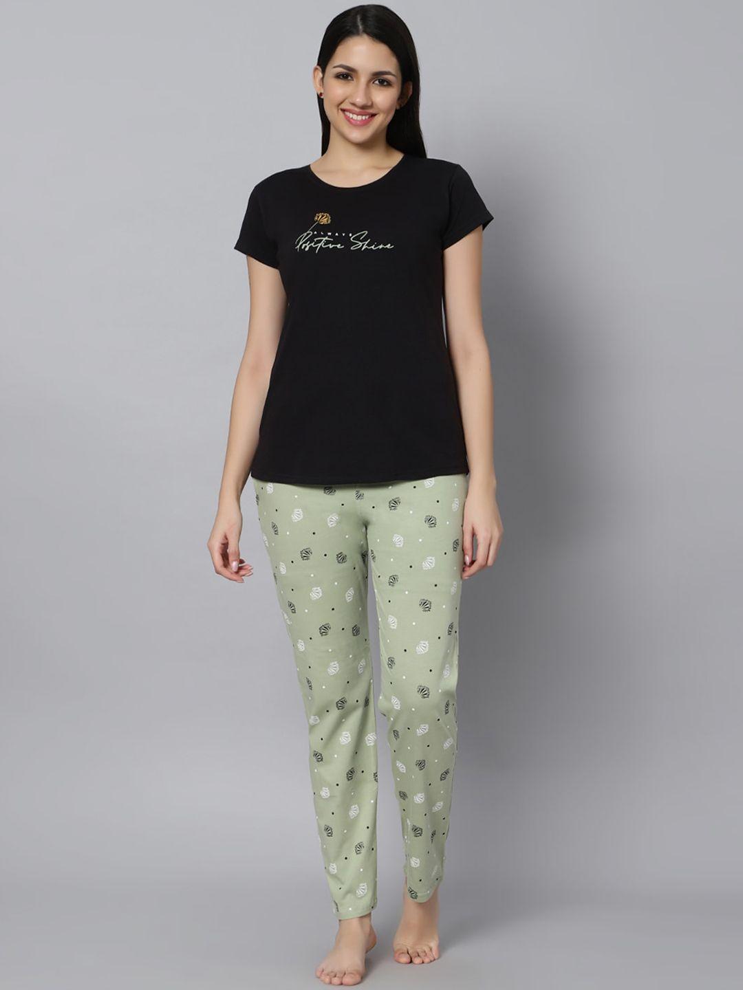 dzzo-typography-printed-pure-cotton-t-shirt-with-pyjama