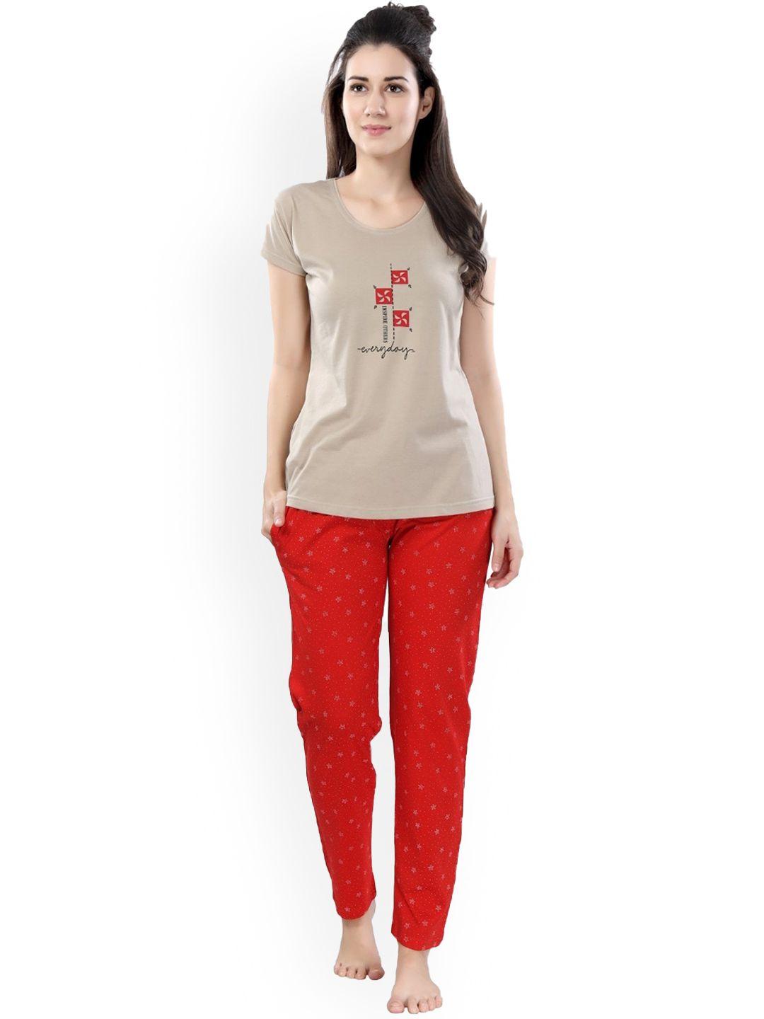 dzzo women printed shirt & pyjama set