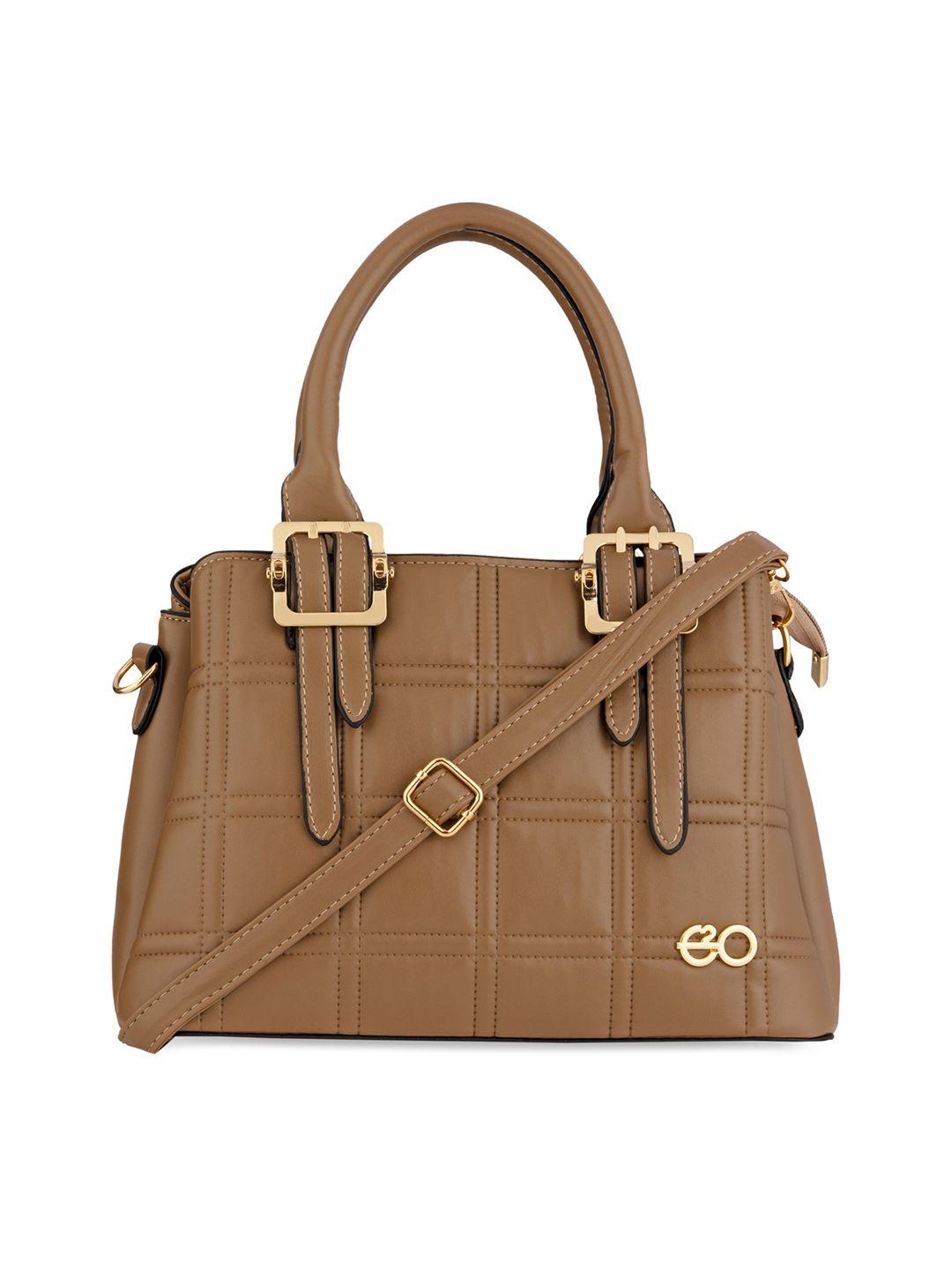 e2o brown pu structured handheld bag