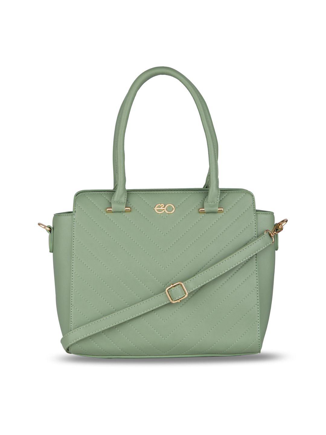 e2o green quilted structured handheld bag
