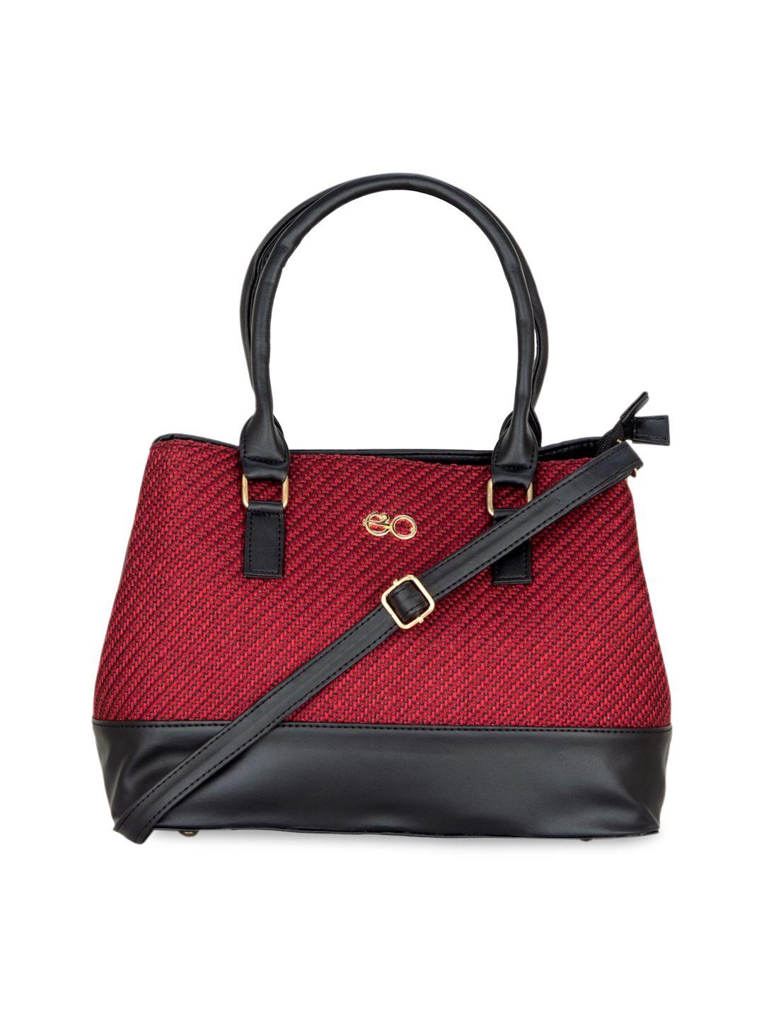 e2o red & black textured handheld bag