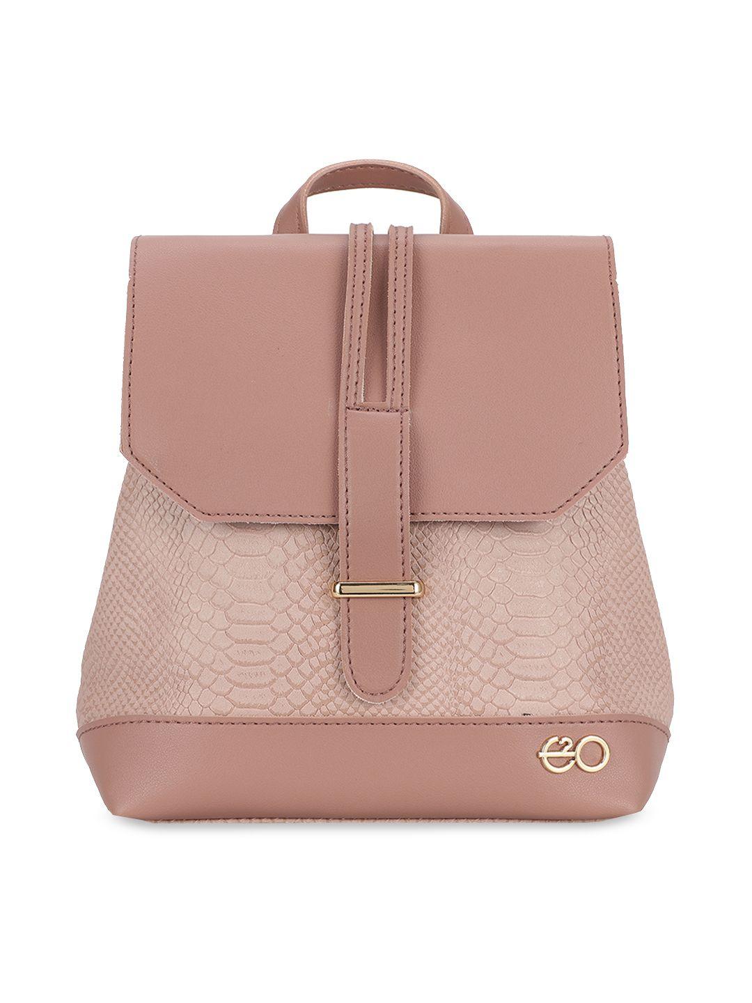 e2o women pink snakeskin textured backpack