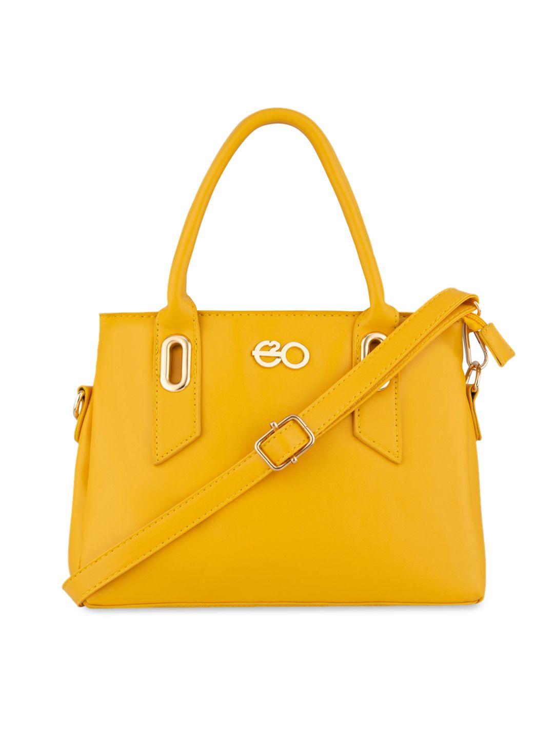 e2o  women yellow pu structured satchel