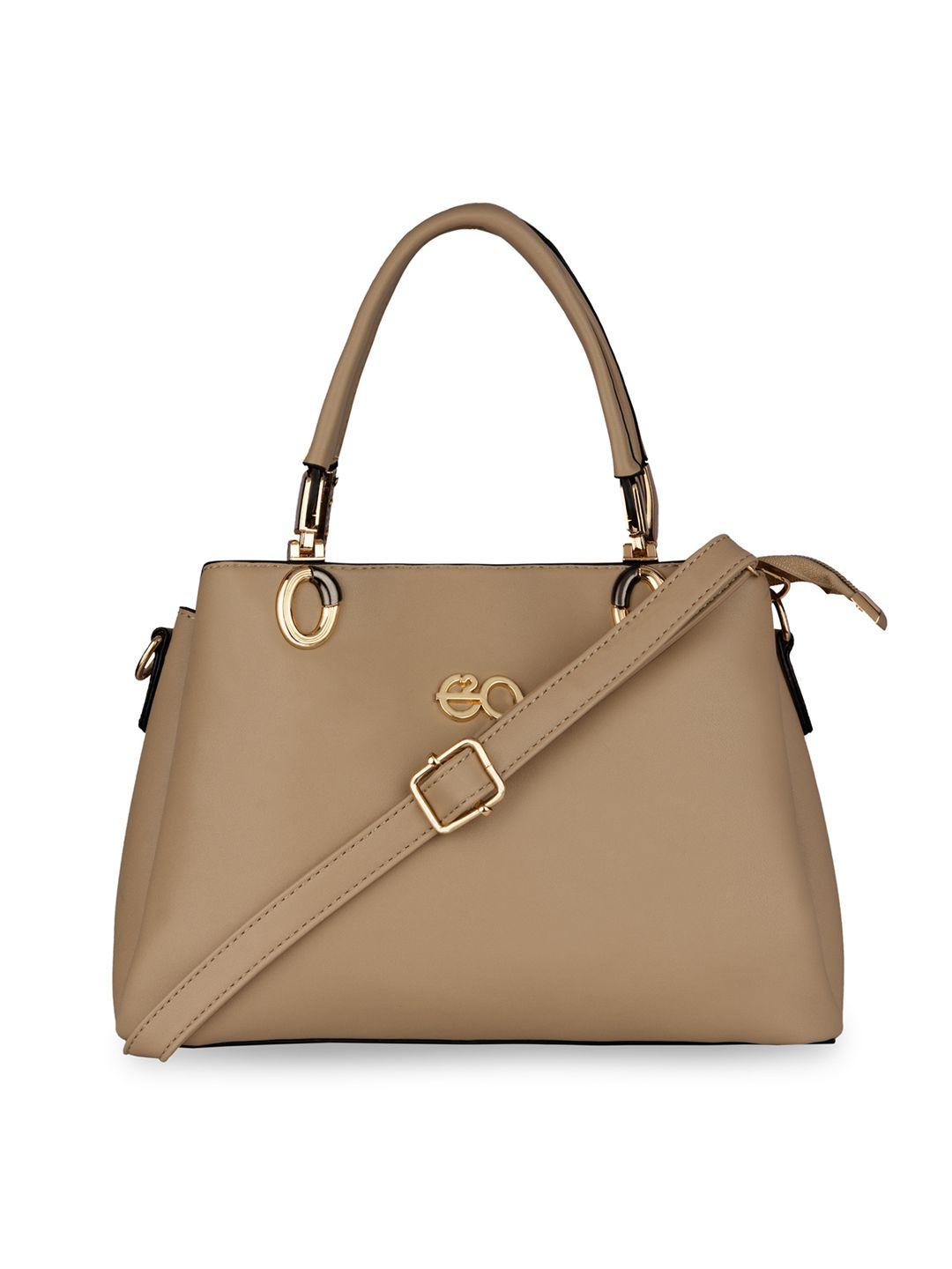 e2o beige pu structured handheld bag