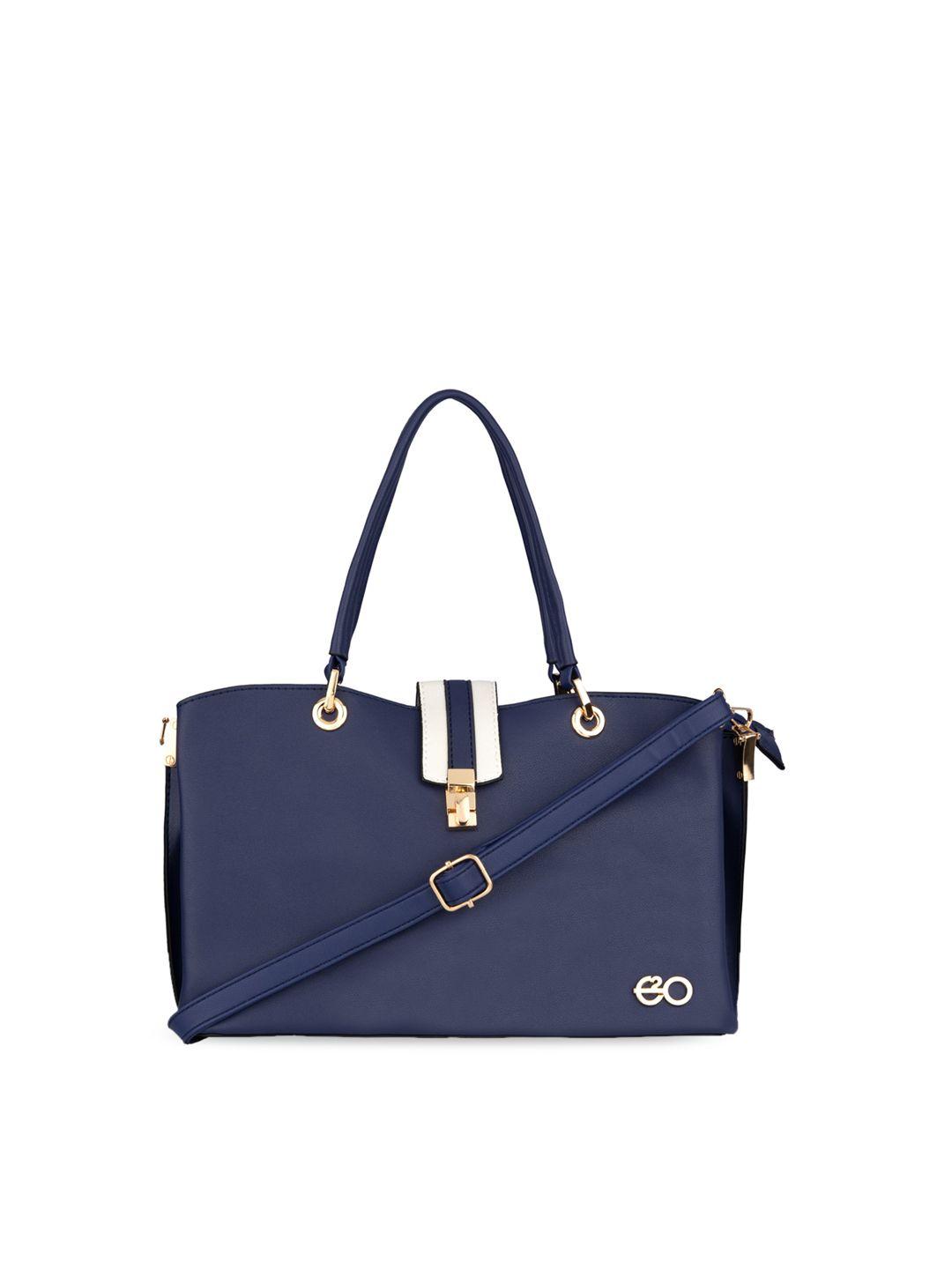 e2o blue pu structured handheld bag