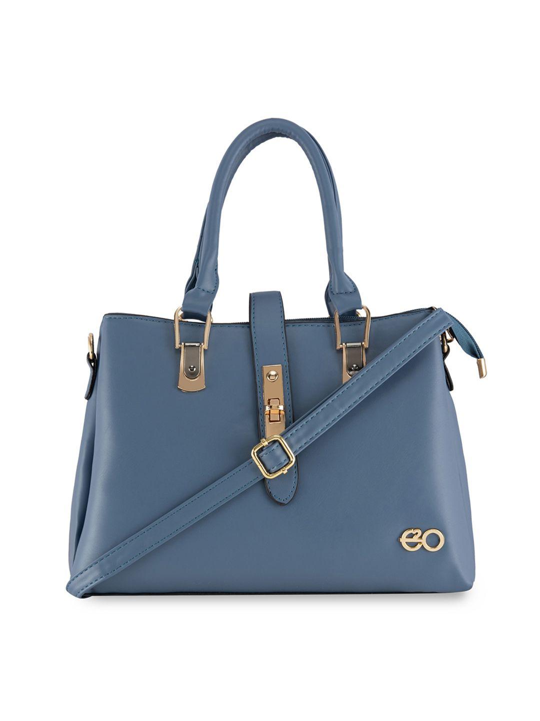 e2o blue pu structured handheld bag