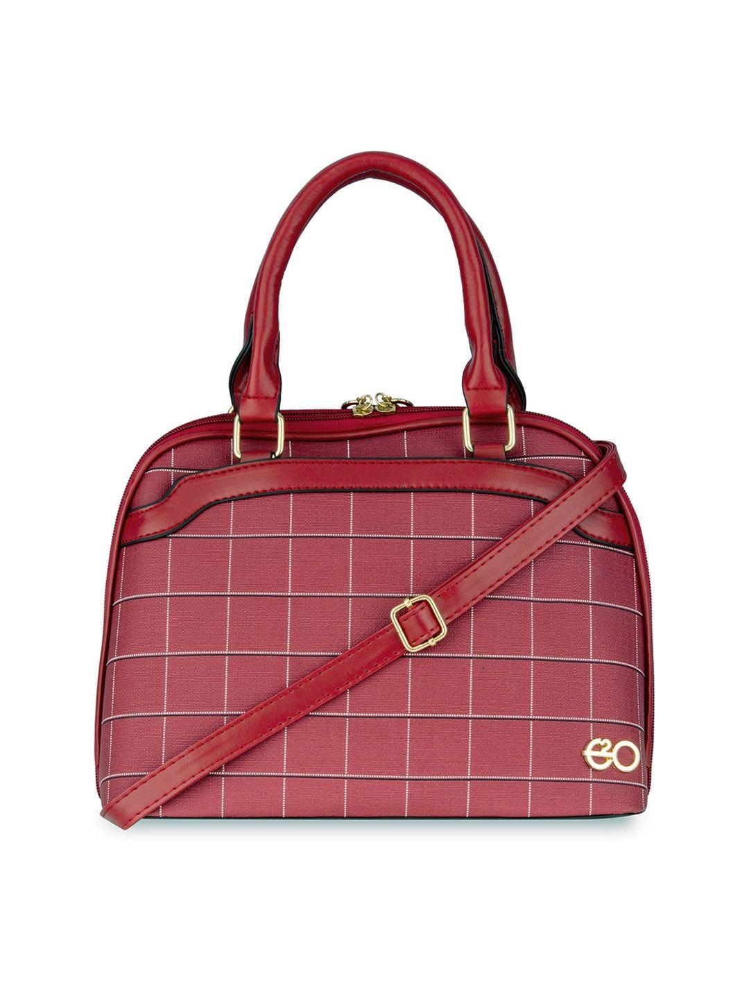 e2o geometric checked pu structured handheld bag with quilted