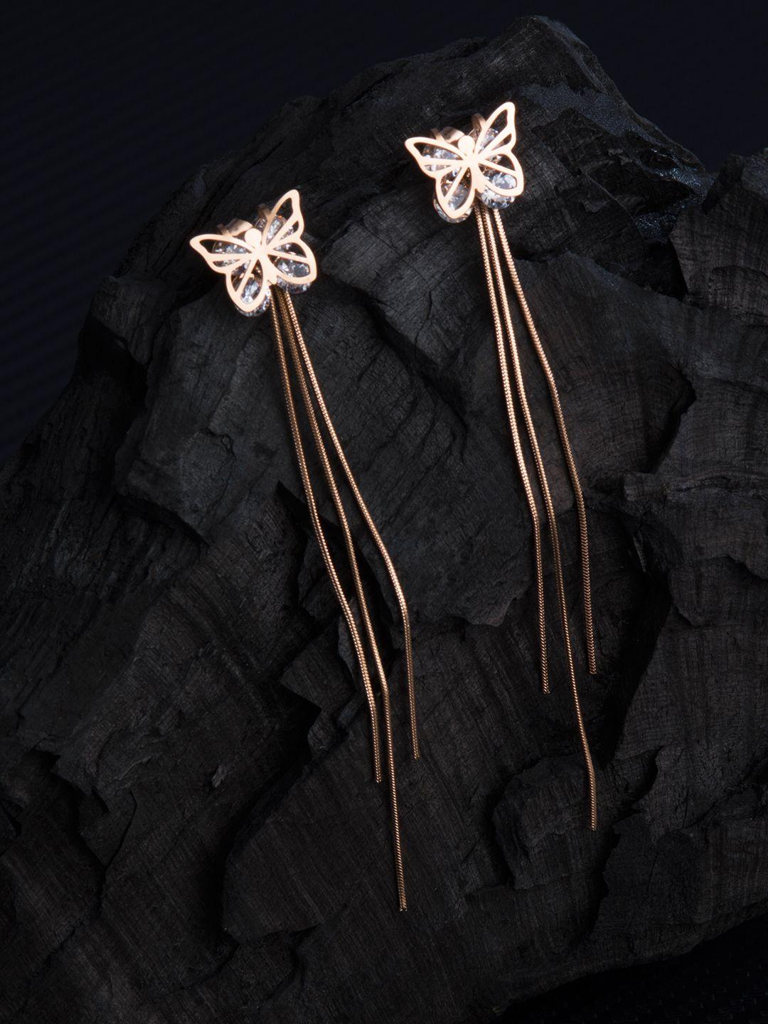 e2o gold plated contemporary drop earrings