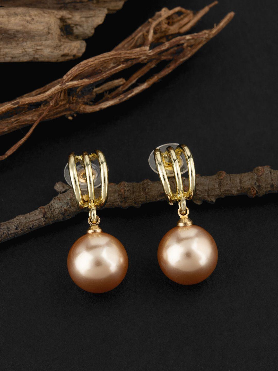e2o gold-toned contemporary drop earrings