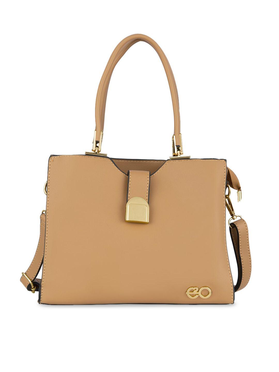 e2o khaki pu structured handheld bag