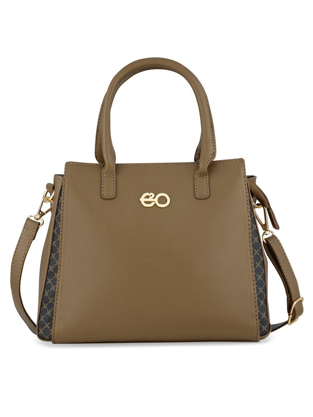 e2o khaki pu structured handheld bag