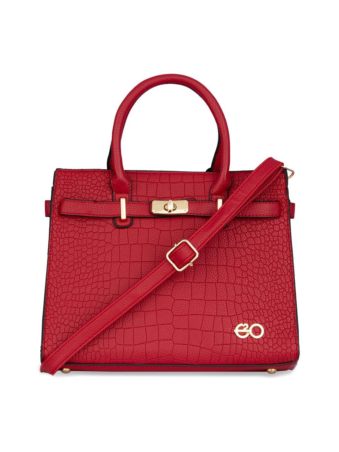 e2o maroon textured pu swagger handheld bag