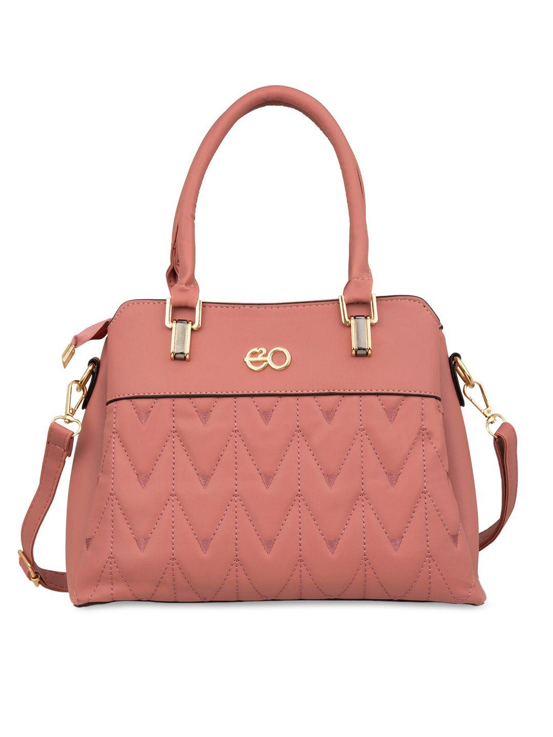 e2o pink pu structured handheld bag with quilted