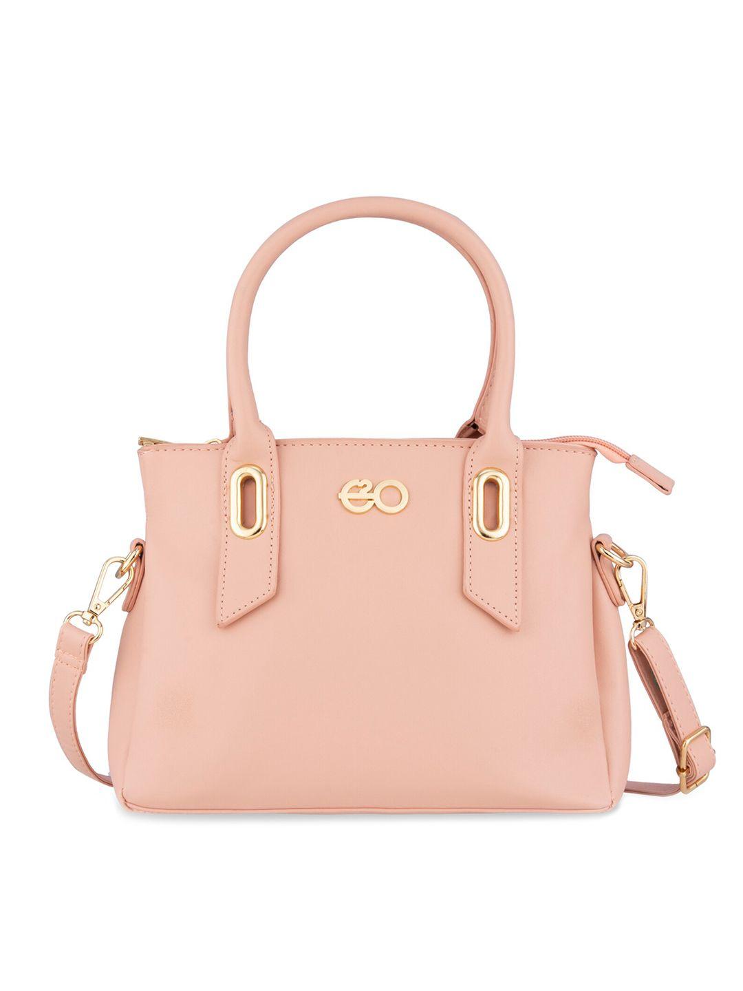 e2o pink pu structured handheld bag with tasselled