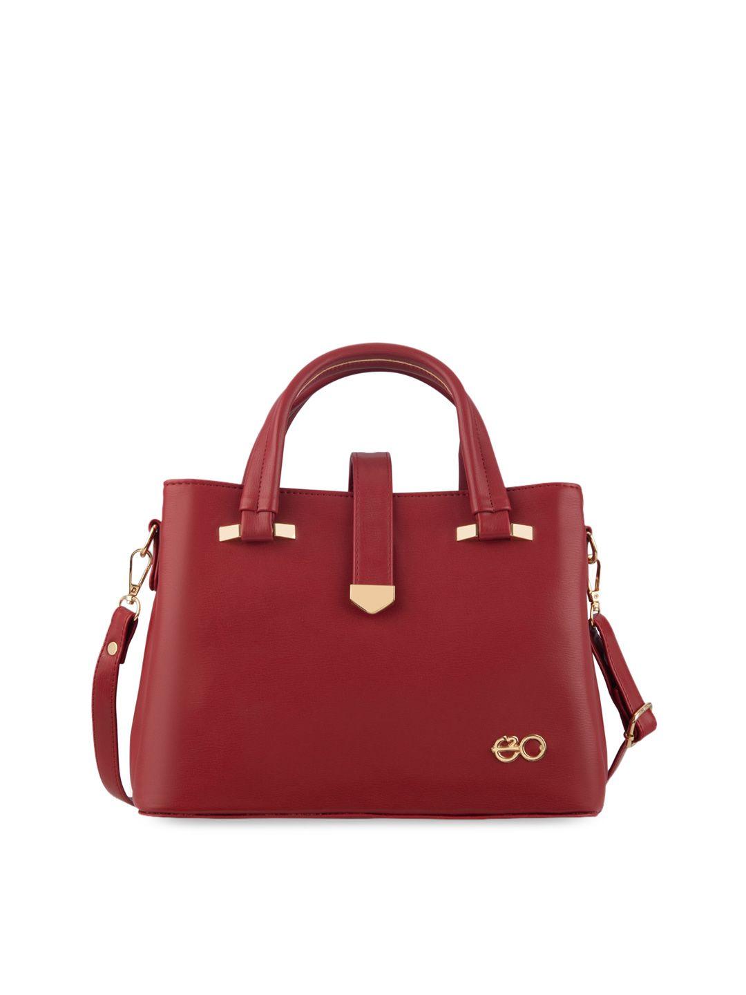 e2o red pu structured handheld bag with tasselled