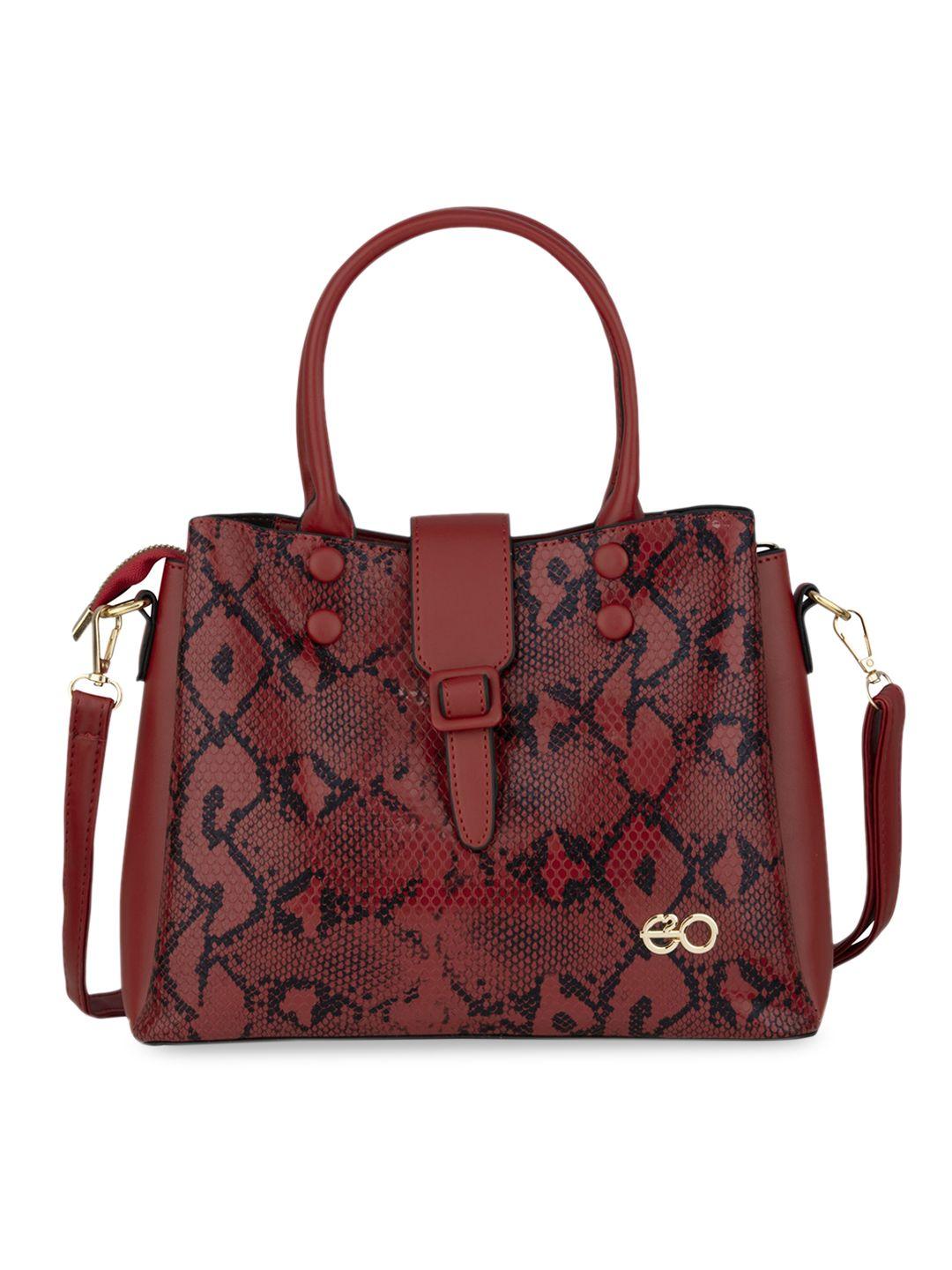 e2o red textured pu structured handheld bag