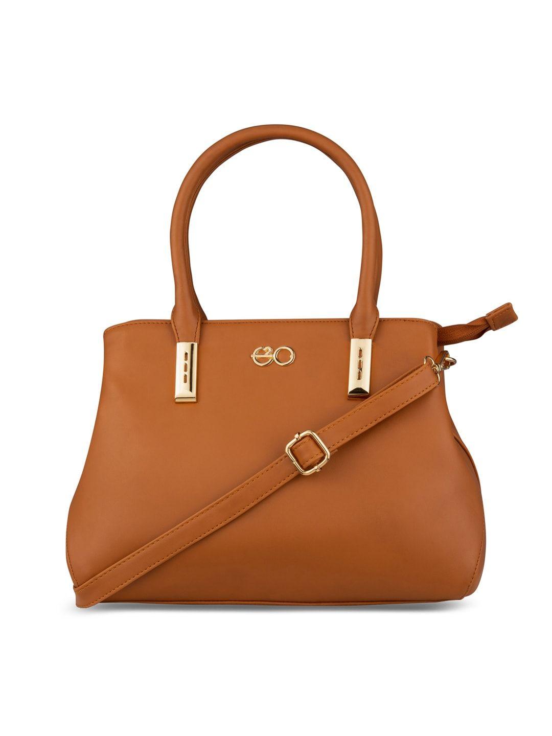 e2o tan brown solid handheld bag