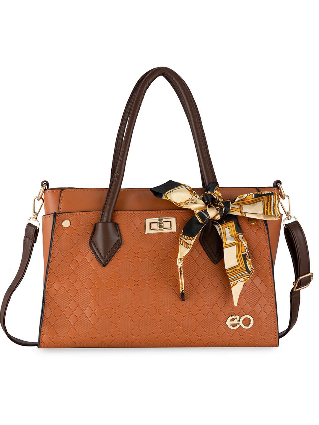 e2o textured structured handheld bag with scarf