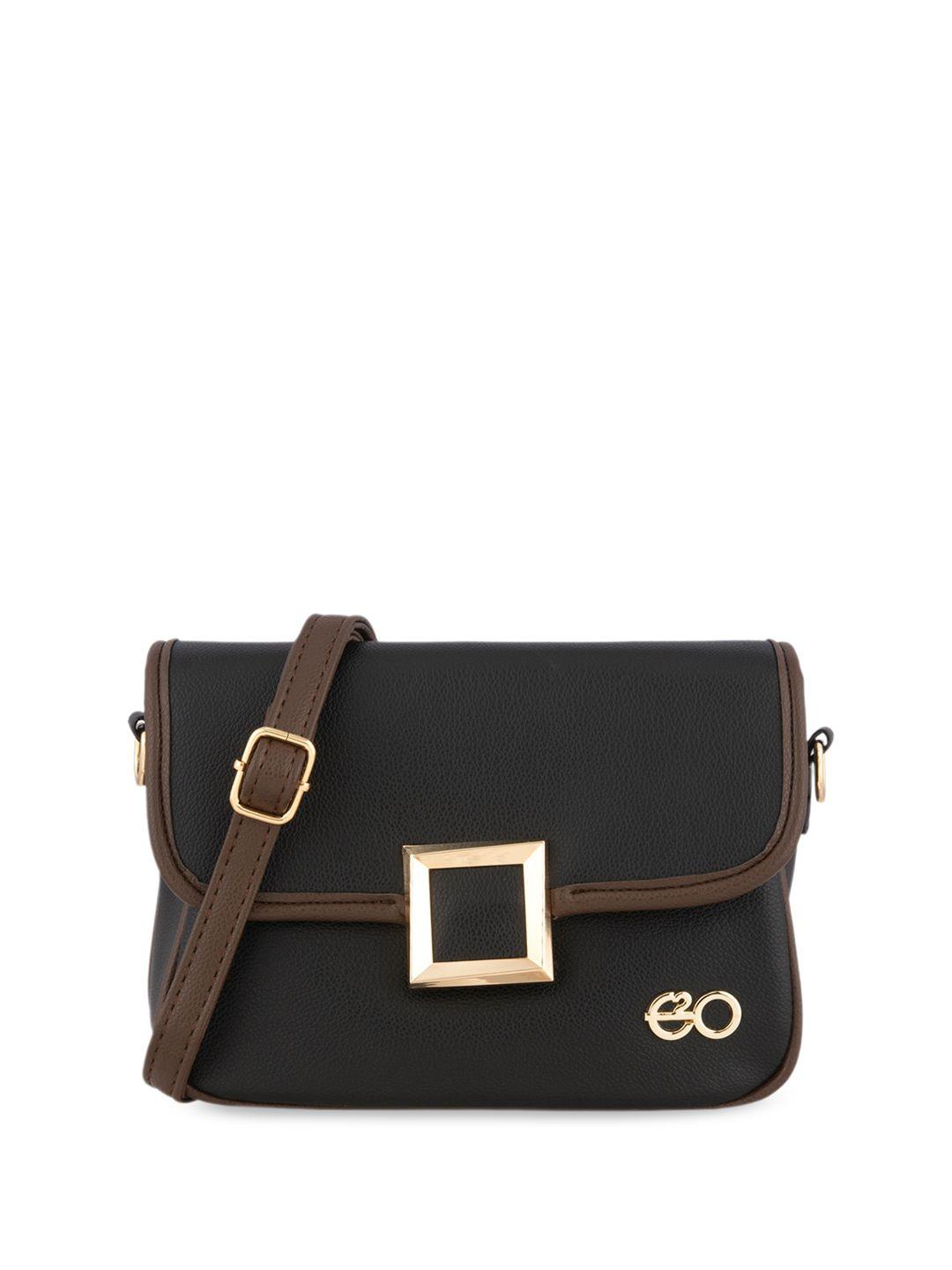 e2o textured structured sling bag with buckle detail