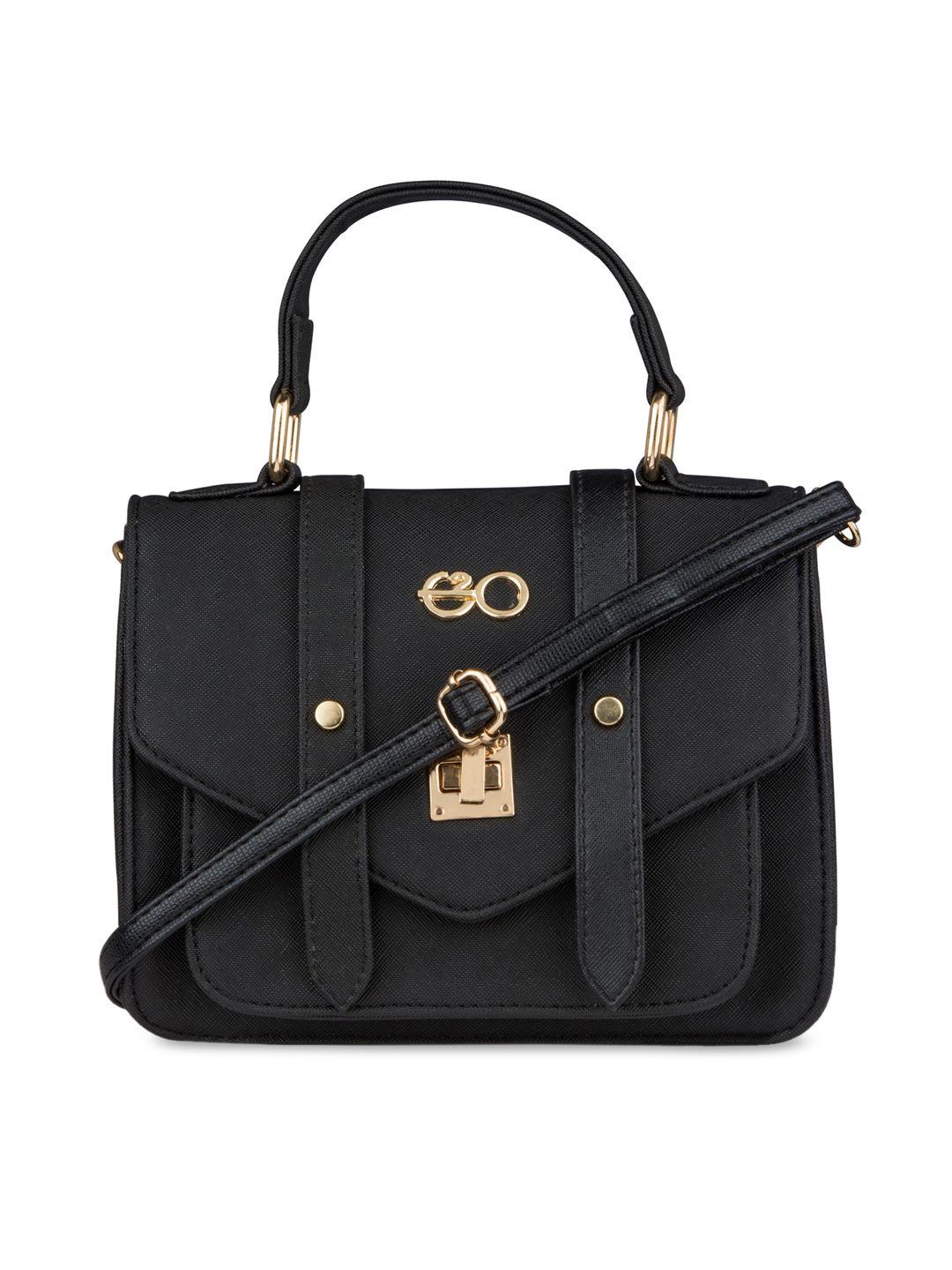 e2o women black pu structured satchel