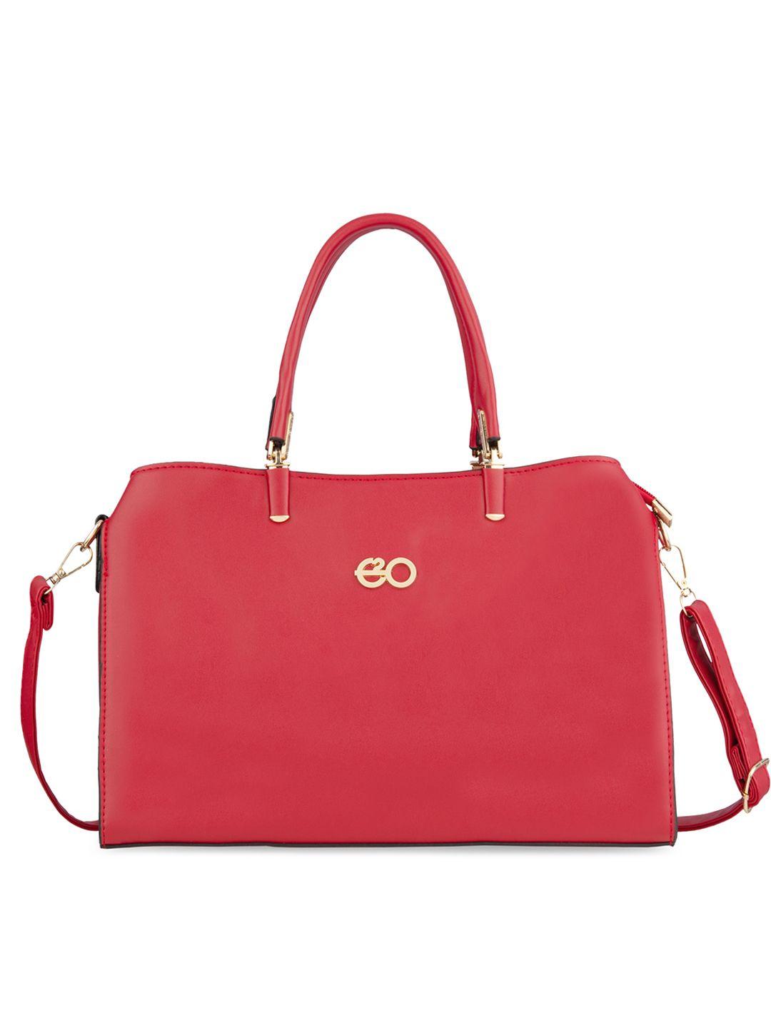 e2o women maroon pu structured handheld bag