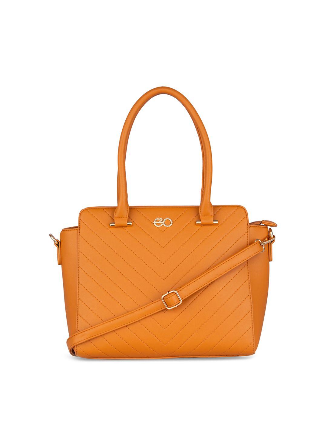 e2o yellow textured pu structured handheld bag with quilted